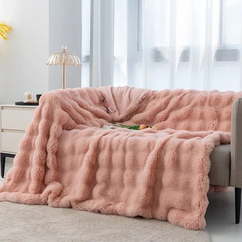 Throw Blanket | Soft Plush Fabric | Textured Surface | Cozy Living Room