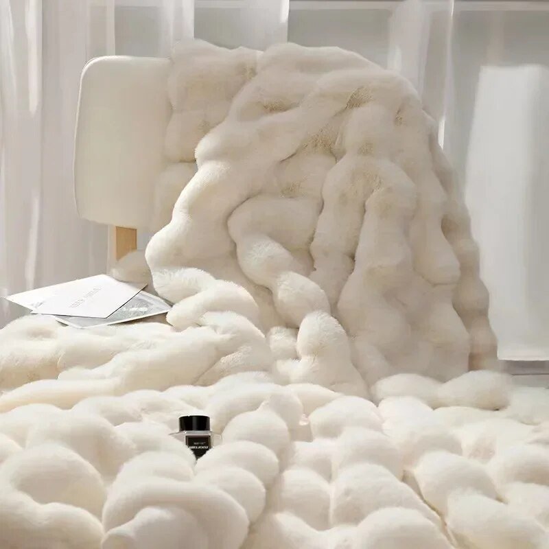 Throw Blanket | Soft Plush Fabric | Textured Surface | Cozy Living Room