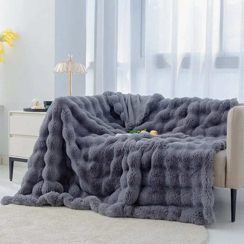 Throw Blanket | Soft Plush Fabric | Textured Surface | Cozy Living Room
