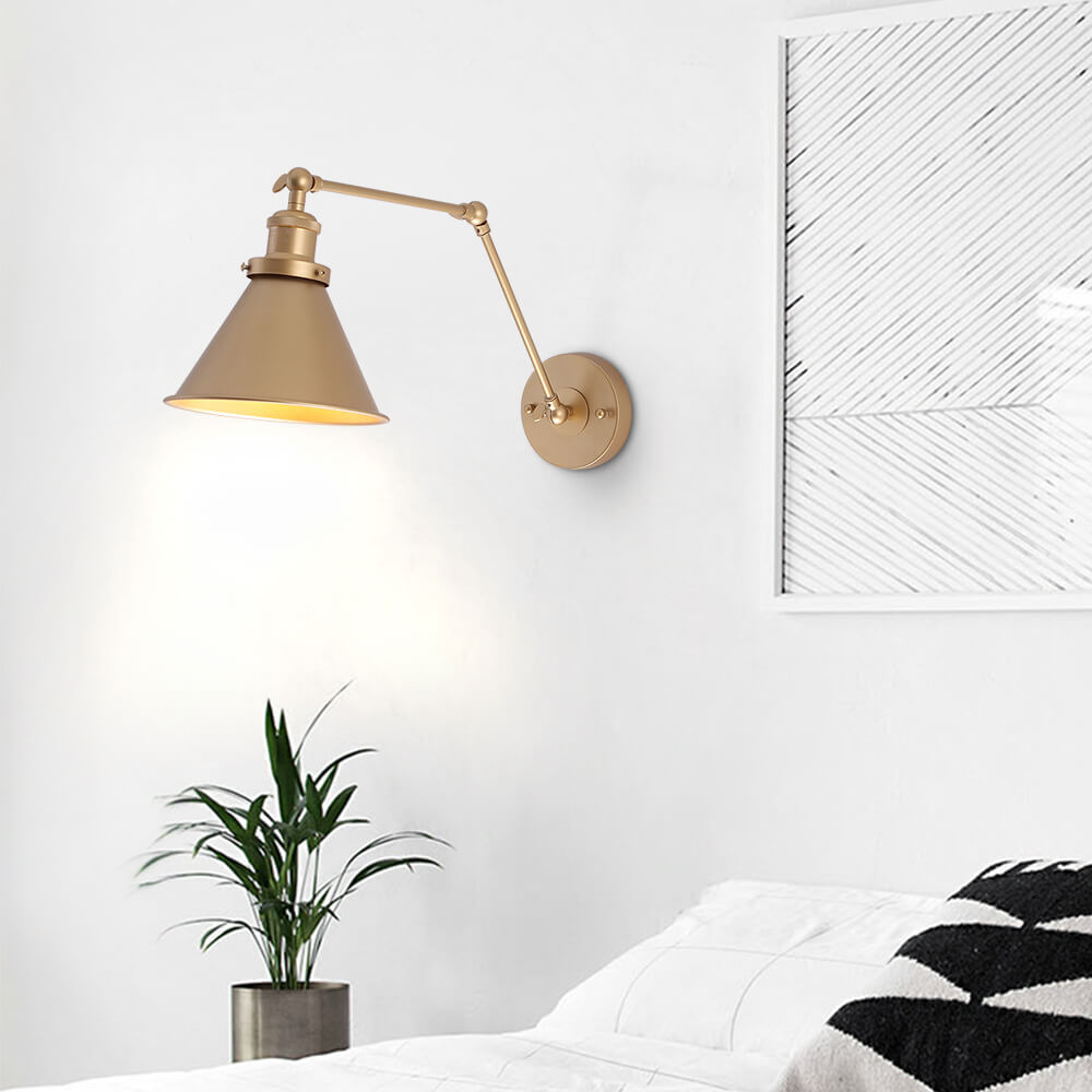 Industrial Adjustable Wall Sconce with Pivot Arm and Dimmable Function