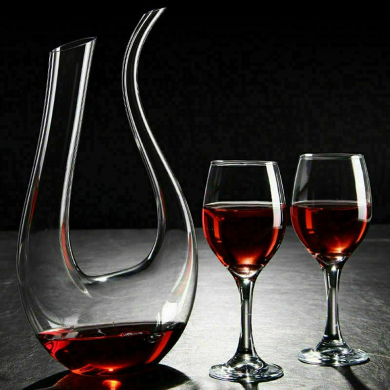 Elegant Crystal Wine Decanter with Dual Spout and Sculptural Design