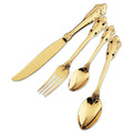 Cutlery Set | Gold-Colored Stainless Steel | Intricate Ornate Detailing | Lavish Dinner Settings