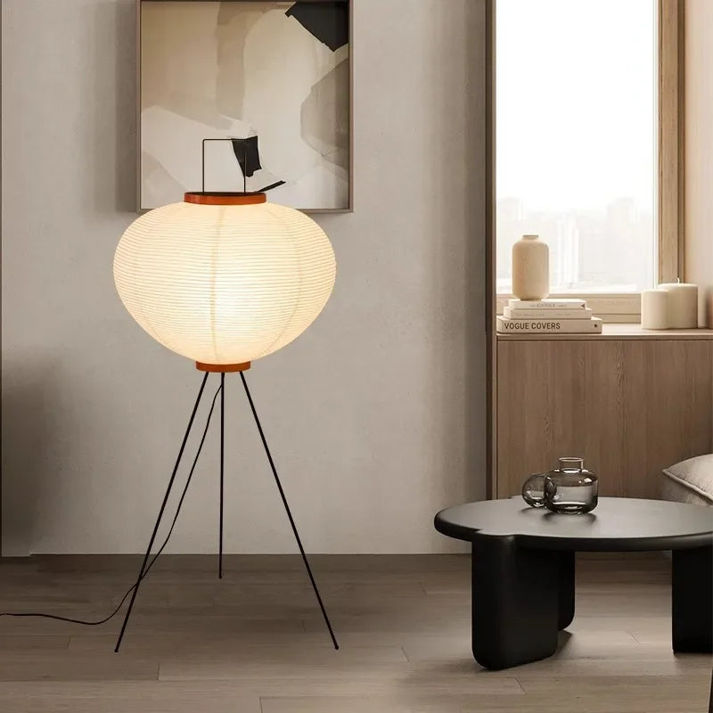 Floor Lamp | Rice Paper & Metal | Tripod Base & Soft Diffused Light | Cozy Minimalist Retreat