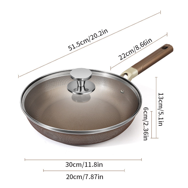 Frying Pan | Stainless Steel & Non-Stick Coating | Textured Surface | Home Chef Essential