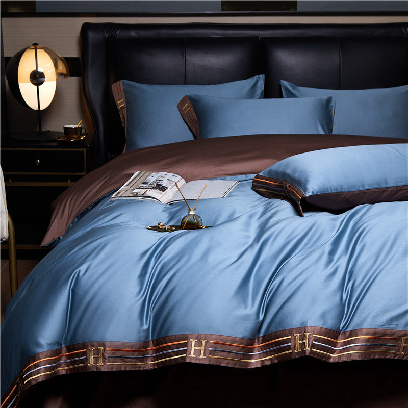 Bedding Set | Satin Cotton & Embroidery | Embroidered Trim Detailing | Bedroom Retreat