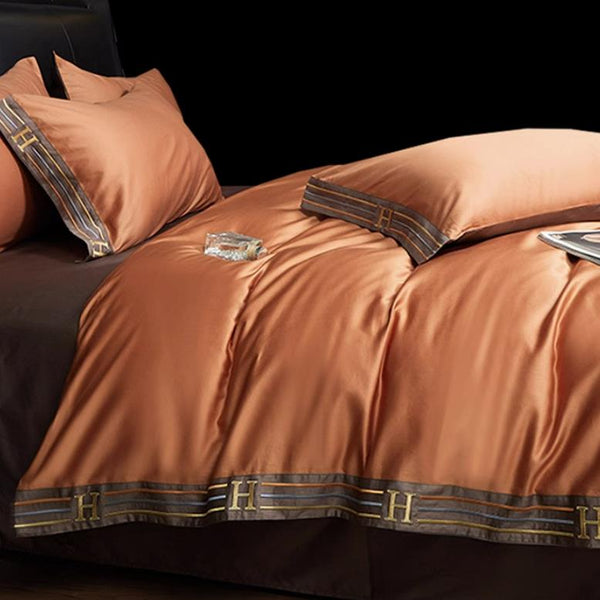 Bedding Set | Satin Cotton & Embroidery | Embroidered Trim Detailing | Bedroom Retreat