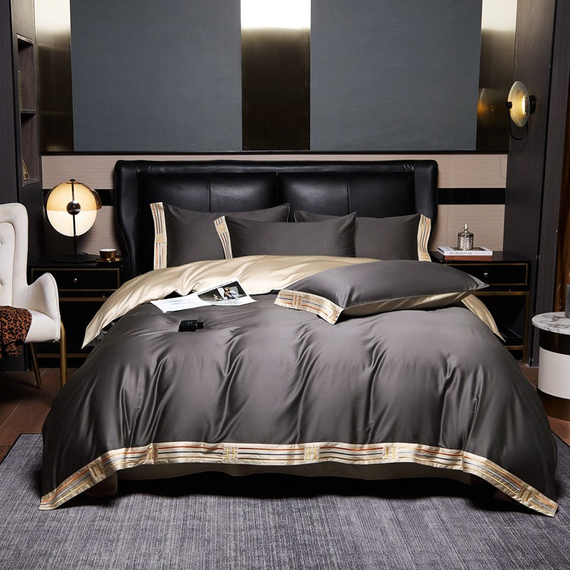 Bedding Set | Satin Cotton & Embroidery | Embroidered Trim Detailing | Bedroom Retreat