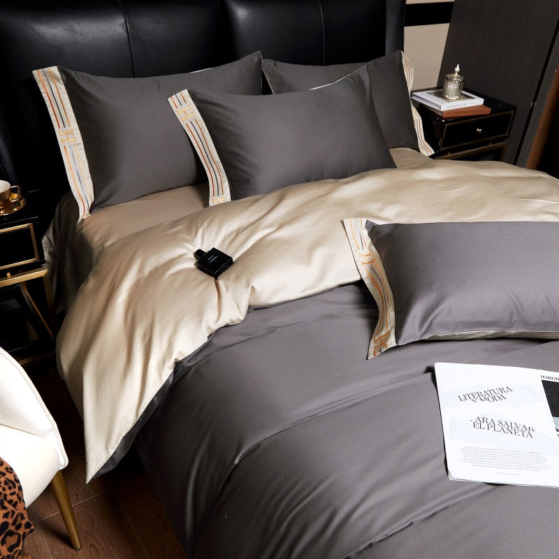 Bedding Set | Satin Cotton & Embroidery | Embroidered Trim Detailing | Bedroom Retreat